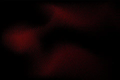 Halftone texture with red dots on a black background. Minimalism, vector. Bac Stock Illustration