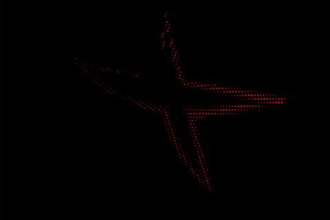 Halftone texture with red dots on a black background. Minimalism, vector. Bac Stock Illustration