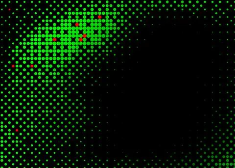Halftone texture with red dots on a black background. Minimalism, vector. B.. Stock Illustration