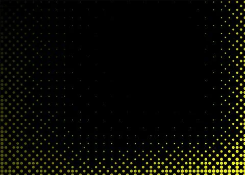 Halftone texture with yellow dots on a black background. Minimalism, vector.. イラスト素材