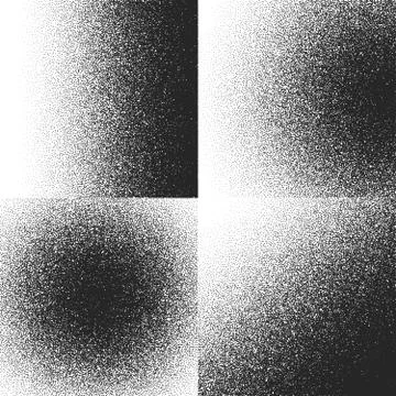 Halftone textures, patterns with black dots, gradient grain grunge vector Stock Illustration