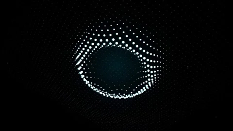 Halftone Torus Wave Pulsating Glowing Digital Particles Motion Background Stock Footage 345962147