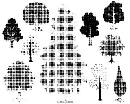 Halftone trees Stock-Illustration