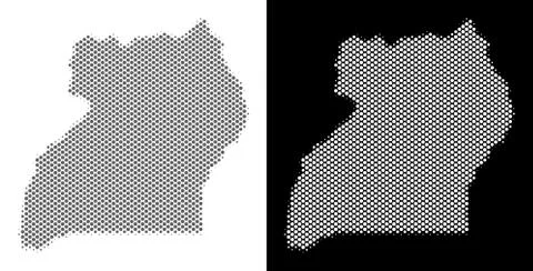 Halftone Uganda Map Illustrazione stock