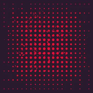 Halftone vector background with red dots, grunge effect can be removed Illustrazione stock