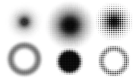 Halftone vector circles, the torus on white background. Set of Simple shapes for Stock Illustration
