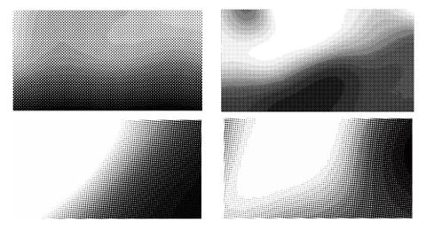 Halftone vector dots Background. Set Grunge Pattern. Pop-art Fade Overlay. Bl 스톡 일러스트