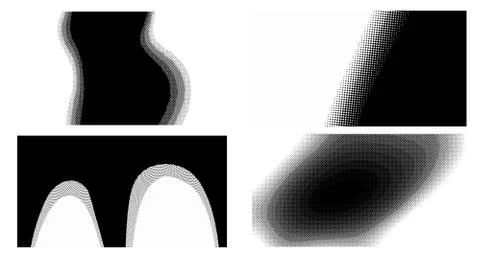 Halftone vector dots Background. Set Grunge Pattern. Pop-art Fade Overlay. Bl Stock Illustration