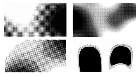 Halftone vector dots Background. Set Grunge Pattern. Pop-art Fade Overlay. Bl Stock Illustration