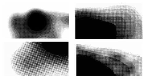 Halftone vector dots Background. Set Grunge Pattern. Pop-art Fade Overlay. Bl 스톡 일러스트