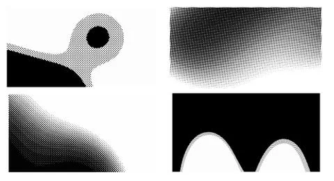 Halftone vector dots Background. Set Grunge Pattern. Pop-art Fade Overlay. Bl Stock Illustration