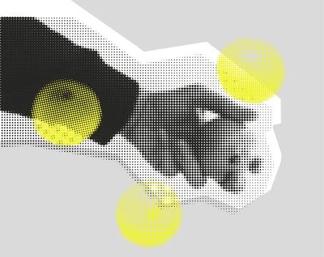 Halftone Vector Hand Holding Orange Modern Abstract Illustration In Contemporary Stock Illustration