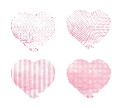 Halftone vector hearts on white background. Set of Simple shapes for template Stock Illustration