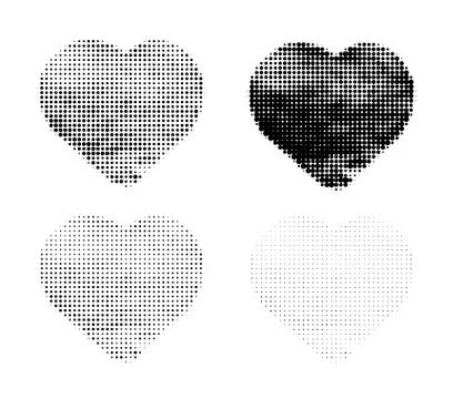 Halftone vector hearts on white background. Set of Simple shapes for template Stock Illustration