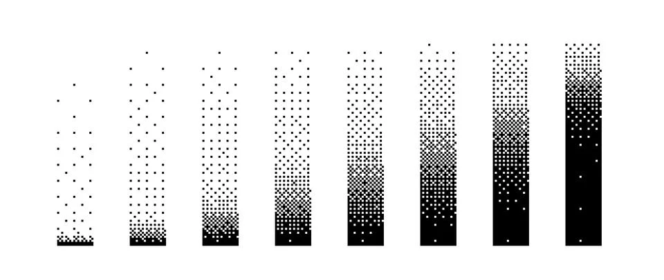Halftone vertical gradient border set. Black long dotted frame or divider Stockillustratie