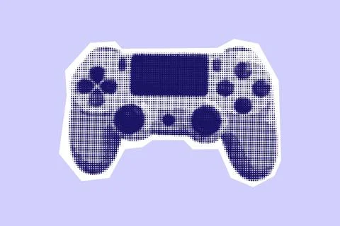 Halftone video game console sticker in retro style. Stock Illustration
