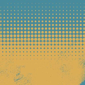 Halftone vintage vector background with worn, grunge edges. Summer season colors Illustrazione stock