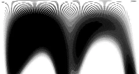 Halftone wave background. Curved gradient texture or pattern. Vertical gradie Illustrazione stock