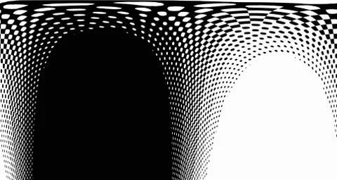 Halftone wave background. Curved gradient texture or pattern. Vertical gradie Stock Illustration
