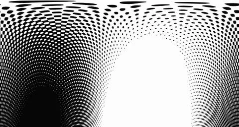 Halftone wave background. Curved gradient texture or pattern. Vertical gradie Illustrazione stock