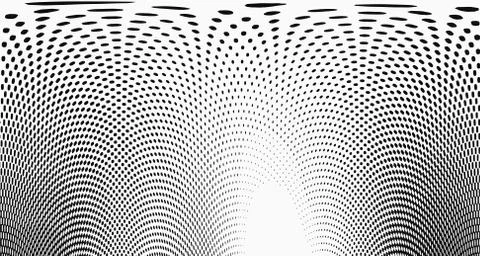 Halftone wave background. Curved gradient texture or pattern. Vertical gradie Illustrazione stock