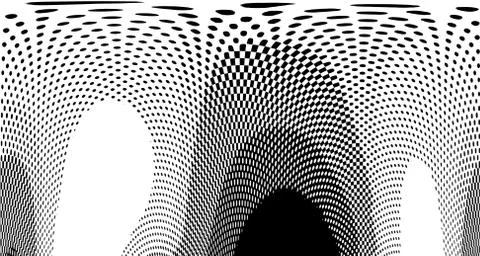 Halftone wave background. Curved gradient texture or pattern. Vertical gradie Illustrazione stock