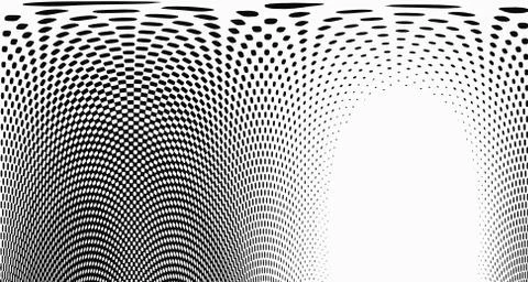 Halftone wave background. Curved gradient texture or pattern. Vertical gradie Illustrazione stock