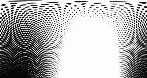 Halftone wave background. Curved gradient texture or pattern. Vertical gradie Illustrazione stock