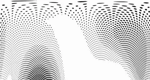 Halftone wave background. Curved gradient texture or pattern. Vertical gradie Stock Illustration