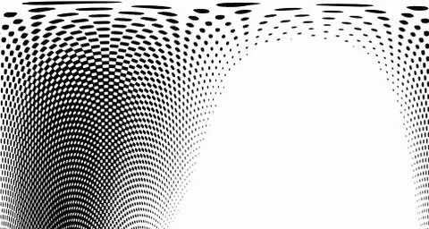 Halftone wave background. Curved gradient texture or pattern. Vertical gradie Illustrazione stock