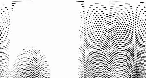 Halftone wave background. Curved gradient texture or pattern. Vertical gradie Illustrazione stock