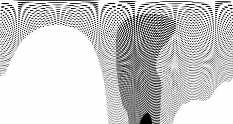Halftone wave background. Curved gradient texture or pattern. Vertical gradie Stock Illustration