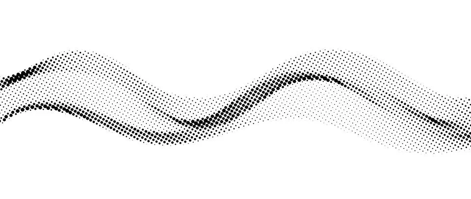 Halftone wave background. Dotted flowing shape wallpaper. Abstract wavy fluid Stock Illustration
