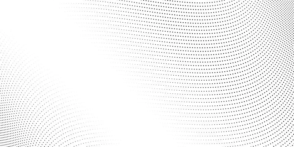 Halftone wave lines background. Abstract dotted stripes texture. Warped and Stock Illustration