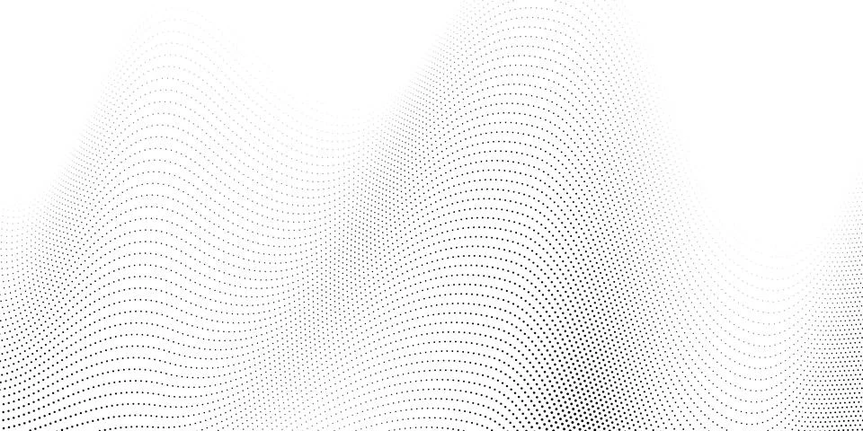 Halftone wave lines background. Abstract dotted stripes texture. Warped and 스톡 일러스트