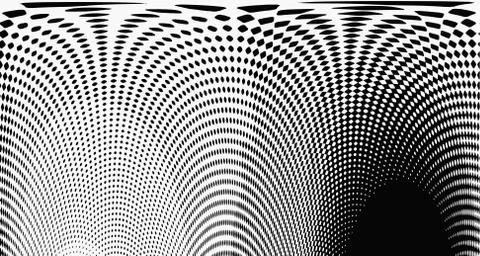 Halftone wave psychedelic background. Curved gradient texture or pattern. Ver Illustrazione stock