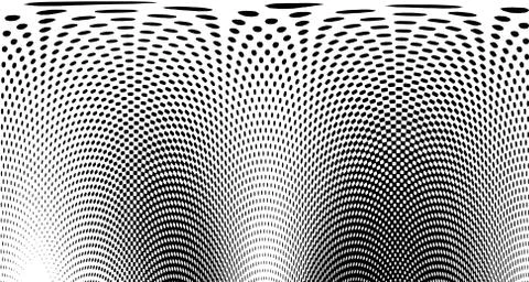Halftone wave psychedelic background. Curved gradient texture or pattern. Ver Illustrazione stock