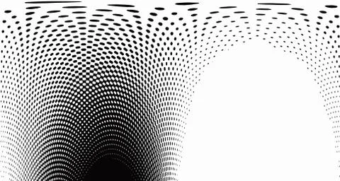 Halftone wave psychedelic background. Curved gradient texture or pattern. Ver Illustrazione stock