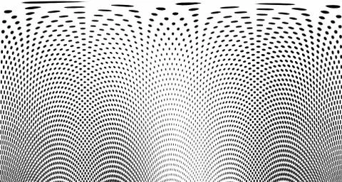 Halftone wave psychedelic background. Curved gradient texture or pattern. Ver Stock Illustration