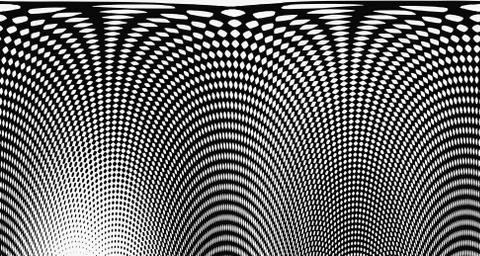 Halftone wave psychedelic background. Curved gradient texture or pattern. Ver Stock Illustration