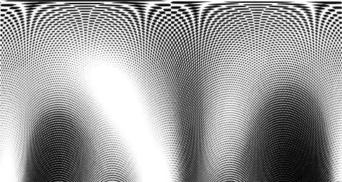 Halftone wave psychedelic background. Curved gradient texture or pattern. Ver Illustrazione stock