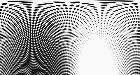 Halftone wave psychedelic background. Curved gradient texture or pattern. Ver Stock Illustration
