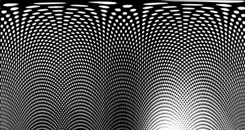 Halftone wave psychedelic background. Curved gradient texture or pattern. Ver Stock Illustration