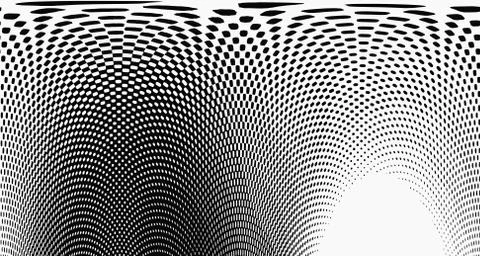 Halftone wave psychedelic background. Curved gradient texture or pattern. Ver Illustrazione stock