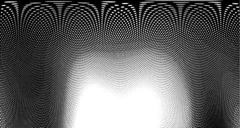 Halftone wave psychedelic background. Curved gradient texture or pattern. Ver Illustrazione stock