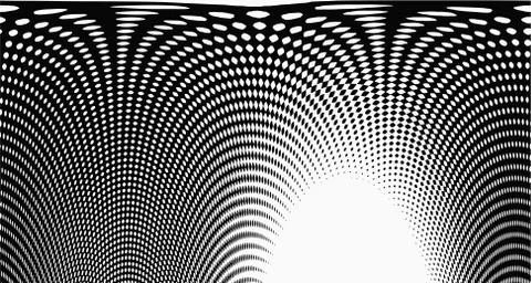 Halftone wave psychedelic background. Curved gradient texture or pattern. Ver Illustrazione stock