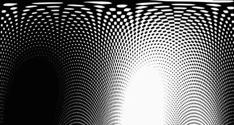 Halftone wave psychedelic background. Curved gradient texture or pattern. Ver Stock Illustration