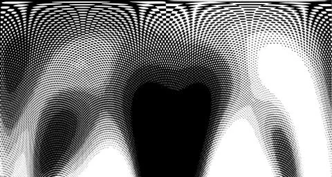 Halftone wave psychedelic background. Curved gradient texture or pattern. Ver Illustrazione stock