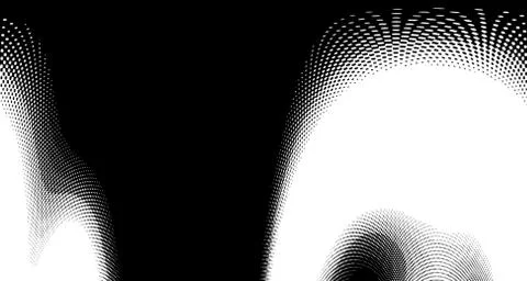 Halftone wave psychedelic background. Curved gradient texture or pattern. Ver Illustrazione stock