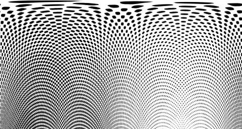 Halftone wave psychedelic background. Curved gradient texture or pattern. Ver Illustrazione stock